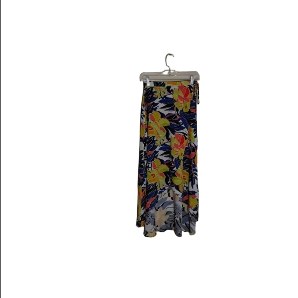Alya For Francesca's Women's S Wrap Floral Multicolor High Low Lightweight Skirt